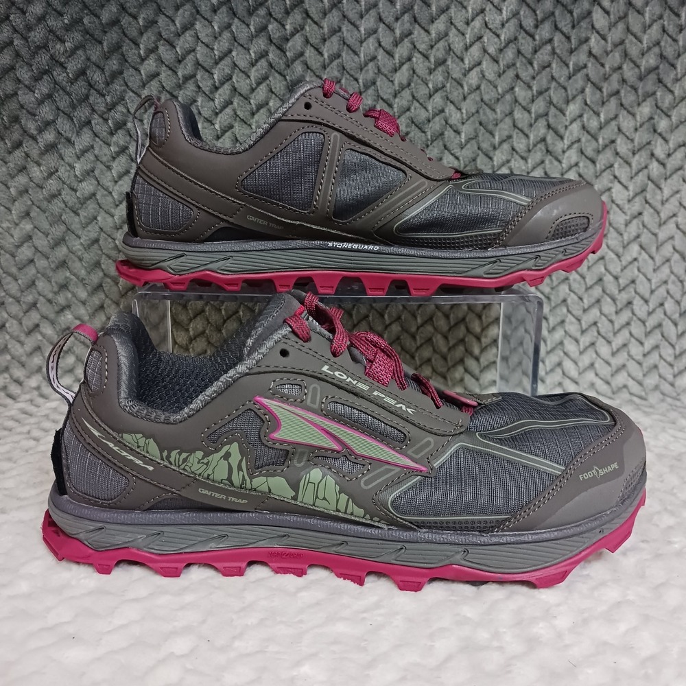Altra Lone Peak 4 Women's Trail Running Sneakers Shoes Grey Burgundy Size 8